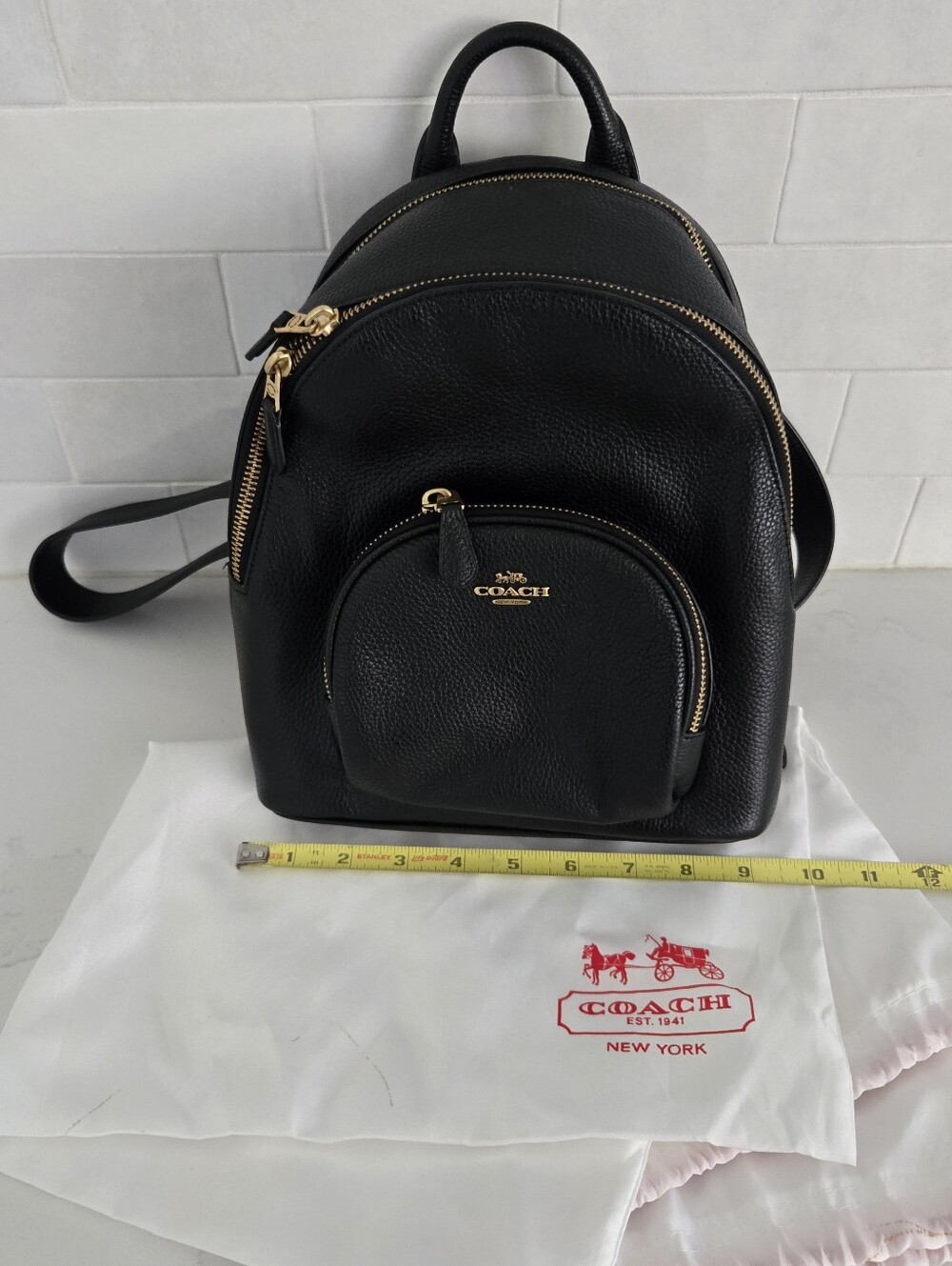 Coach Navy Blue Pebbled Leather Mini Backpack Gold Hardware Campus Court